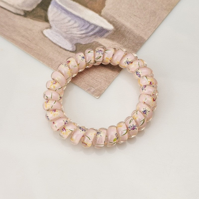 MIX FLOWER FLORAL SET OF 5 COIL HAIR TIES | 40S739