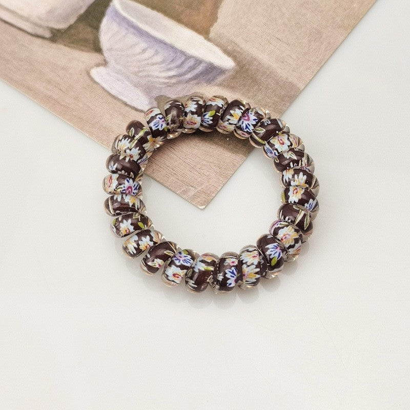 MIX FLOWER FLORAL SET OF 5 COIL HAIR TIES | 40S739