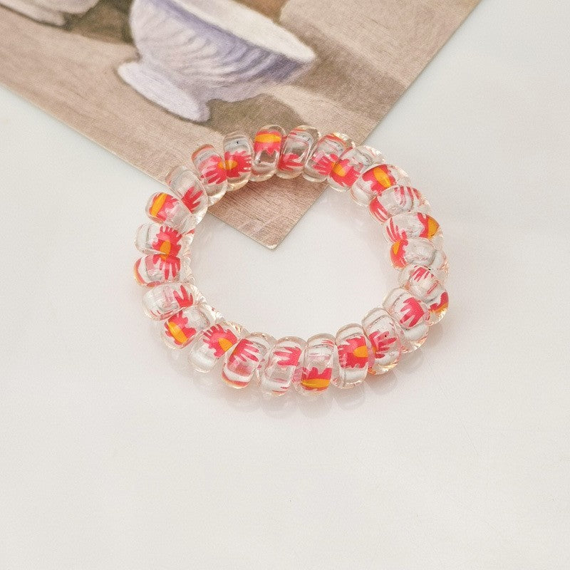 MIX FLOWER FLORAL SET OF 5 COIL HAIR TIES | 40S739