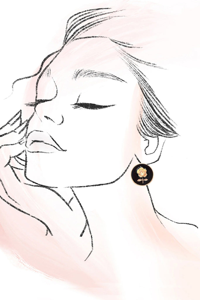 EPOXY GOLD ROSE FLOWER STUD EARRINGS | 80E61072