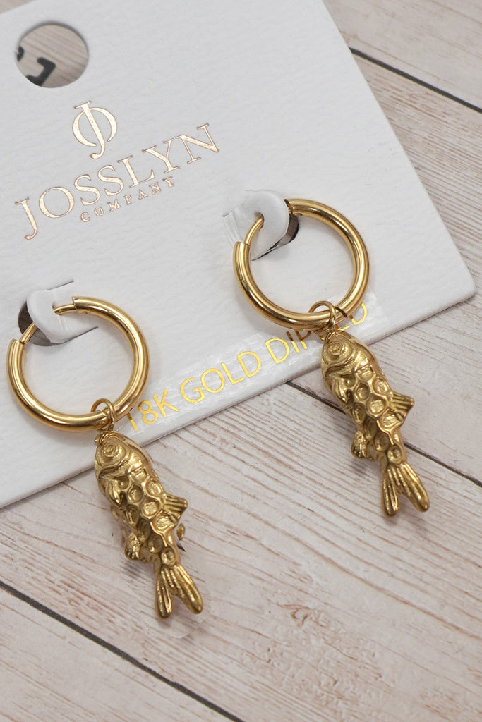 18K STAINLESS STEEL TARNISH FREE FISH EARRINGS | 40E395