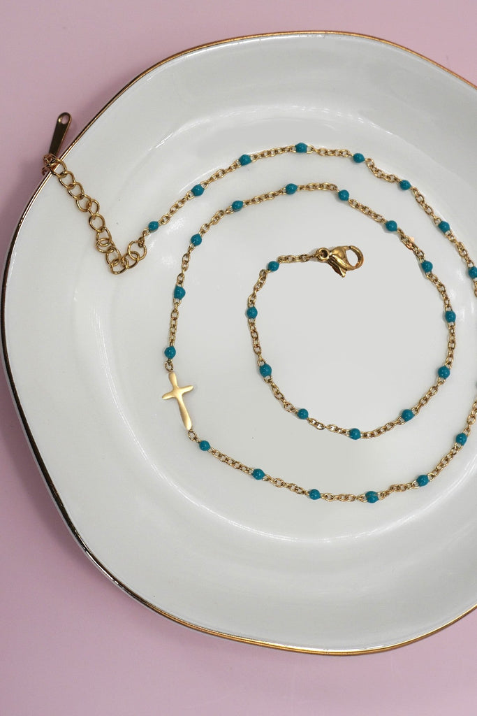 18K STAINLESS STEEL TARNISH FREE CROSS NECKLACE | 40NK9539