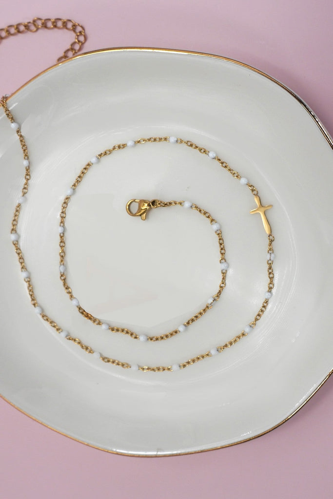 18K STAINLESS STEEL TARNISH FREE CROSS NECKLACE | 40NK9539