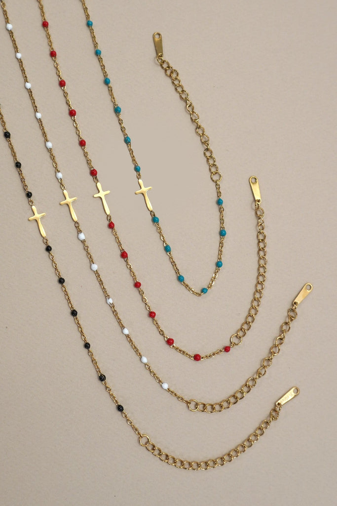 18K STAINLESS STEEL TARNISH FREE CROSS BRACELET | 40B5176