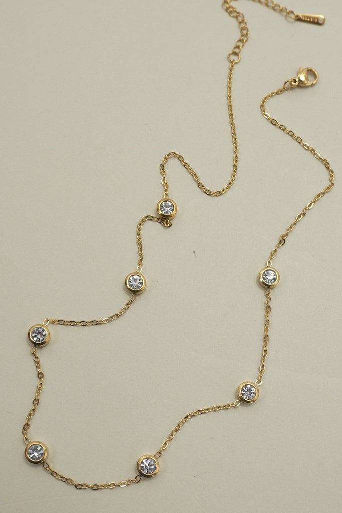 18K STAINLESS STEEL TARNISH FREE RHINESTONE NECK | 40NK9543