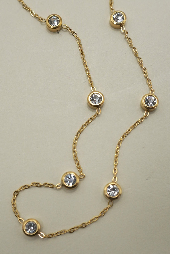 18K STAINLESS STEEL TARNISH FREE RHINESTONE NECK | 40NK9543