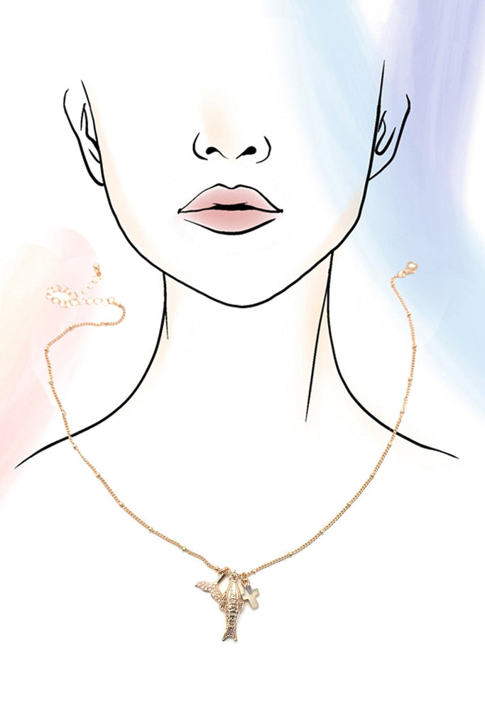 SEA LIFE GOLDFISH CLUSTER CHARM NECKLACE | 80N92123