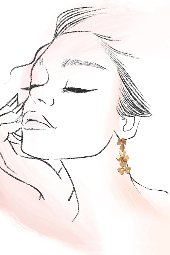 MATTE GOLD FLOWER CASCADE DROP EARRINGS | 80E61108