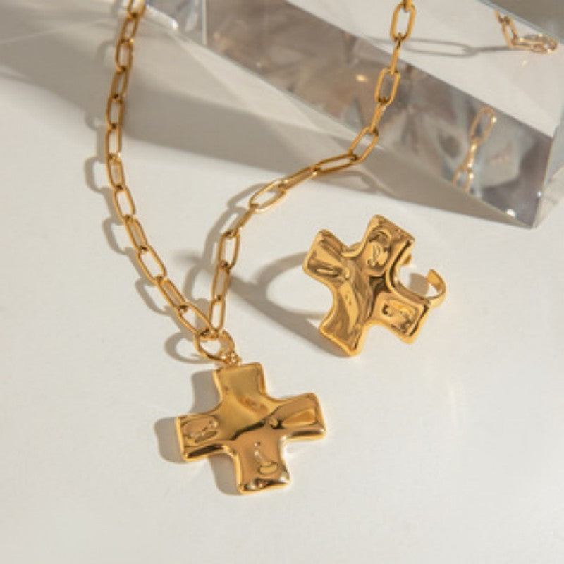 18K STAINLESS STEEL TARNISH FREE CROSS RINGS | 40R108