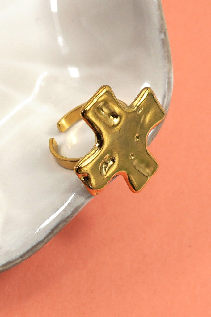 18K STAINLESS STEEL TARNISH FREE CROSS RINGS | 40R108