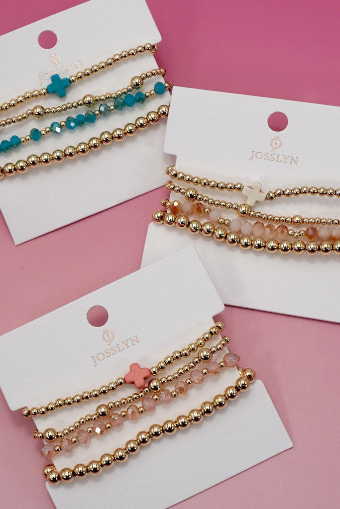 BOHO CROSS MULTI COLORFUL BEADED STRETCH BRACELET | 40B5180