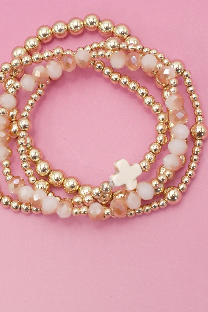 BOHO CROSS MULTI COLORFUL BEADED STRETCH BRACELET | 40B5180