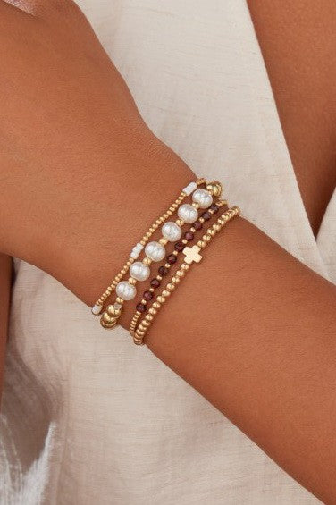 MULTI BALL PEARL CHAIN STRETCH BRACELET | 40B5183