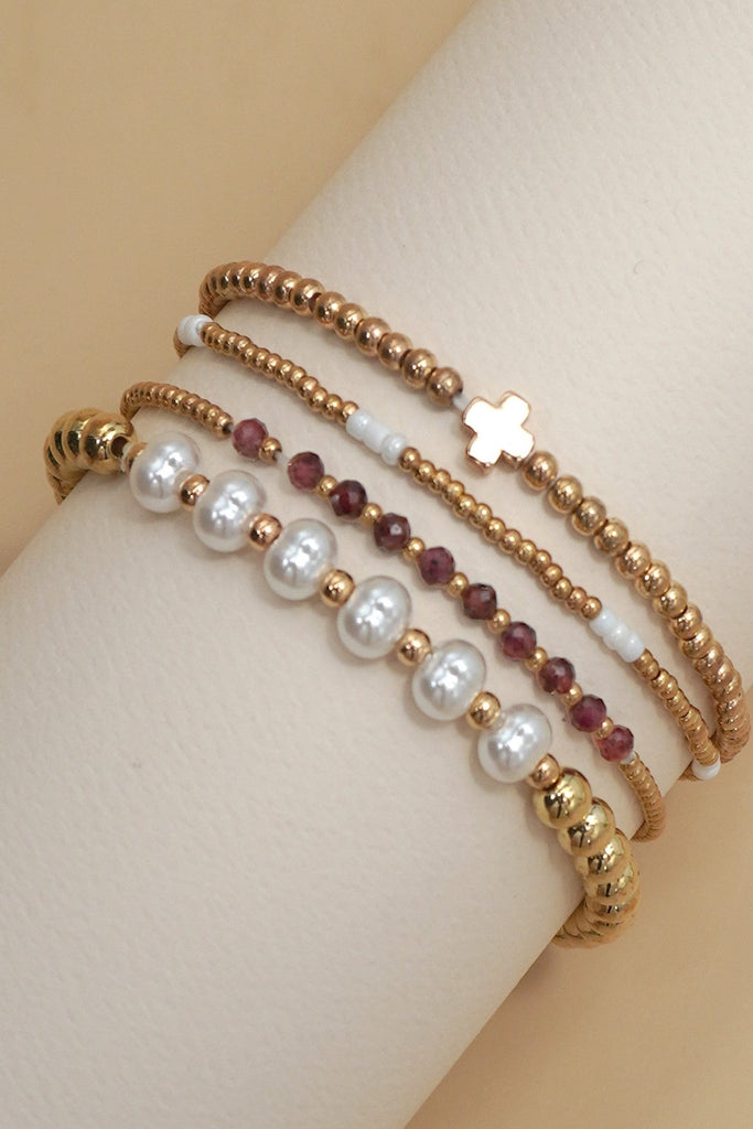 MULTI BALL PEARL CHAIN STRETCH BRACELET | 40B5183