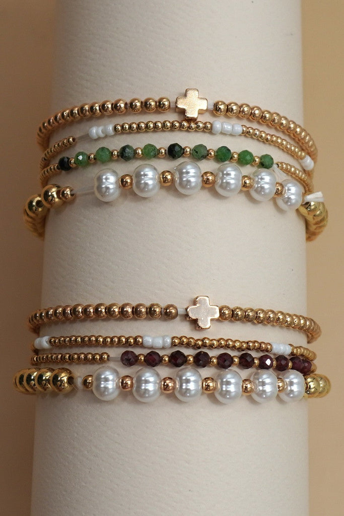 MULTI BALL PEARL CHAIN STRETCH BRACELET | 40B5183