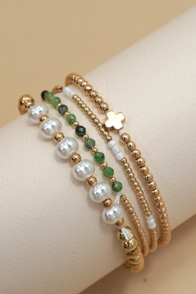 MULTI BALL PEARL CHAIN STRETCH BRACELET | 40B5183