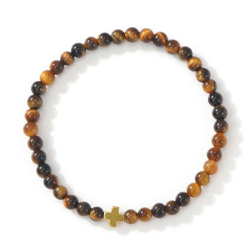 BOHO CROSS NATURAL STONE PERSONALIZED BRACELET | 40B5184