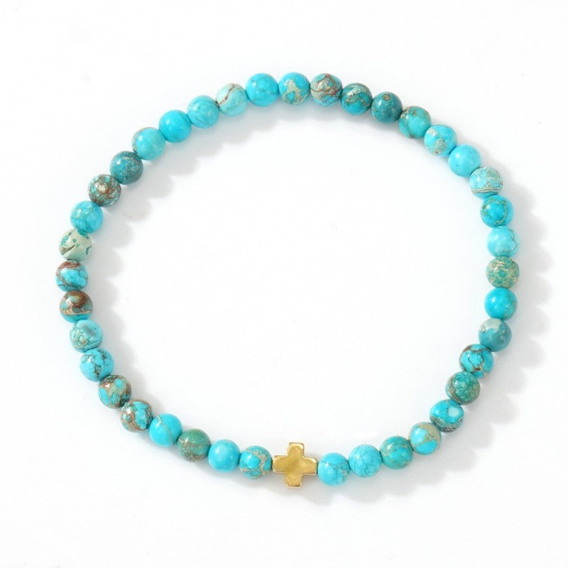 BOHO CROSS NATURAL STONE PERSONALIZED BRACELET | 40B5184