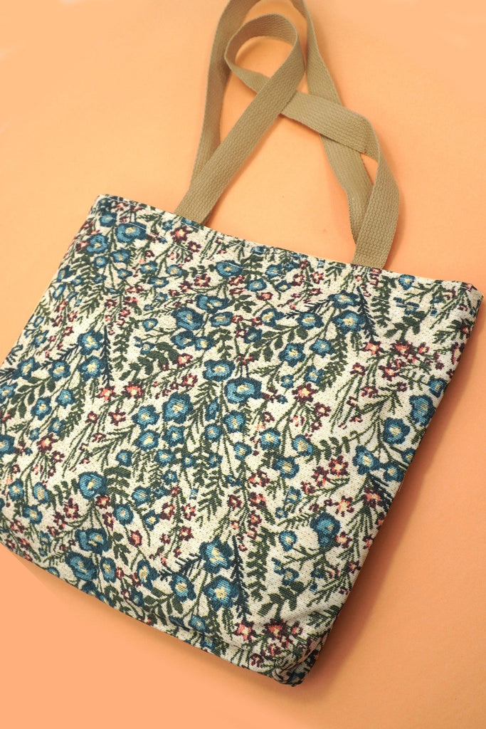 Organic Embroidery Floral Quilted Tote Bag | 40P576
