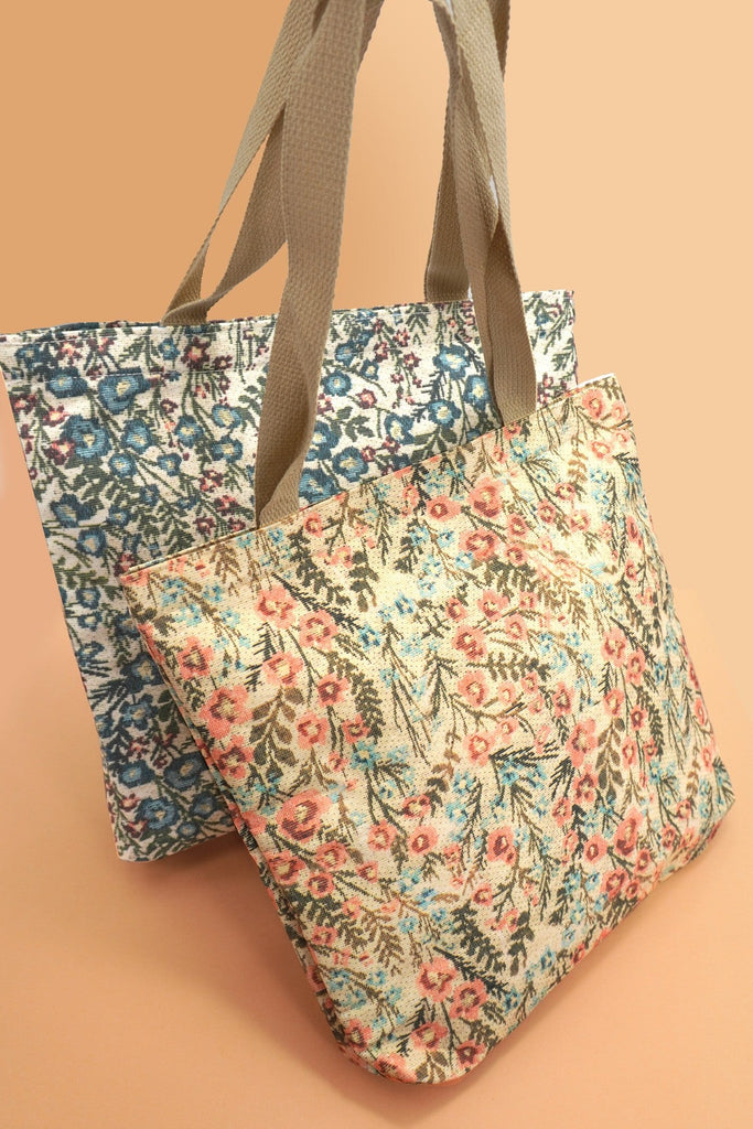 Organic Embroidery Floral Quilted Tote Bag | 40P576