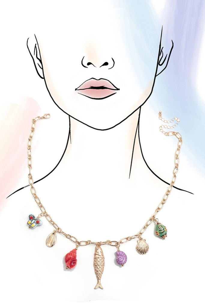 CHARM NECKLACE-PORCELAIN SEA INSPIRED FISH SHELL | 80N92189