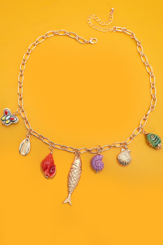 CHARM NECKLACE-PORCELAIN SEA INSPIRED FISH SHELL | 80N92189
