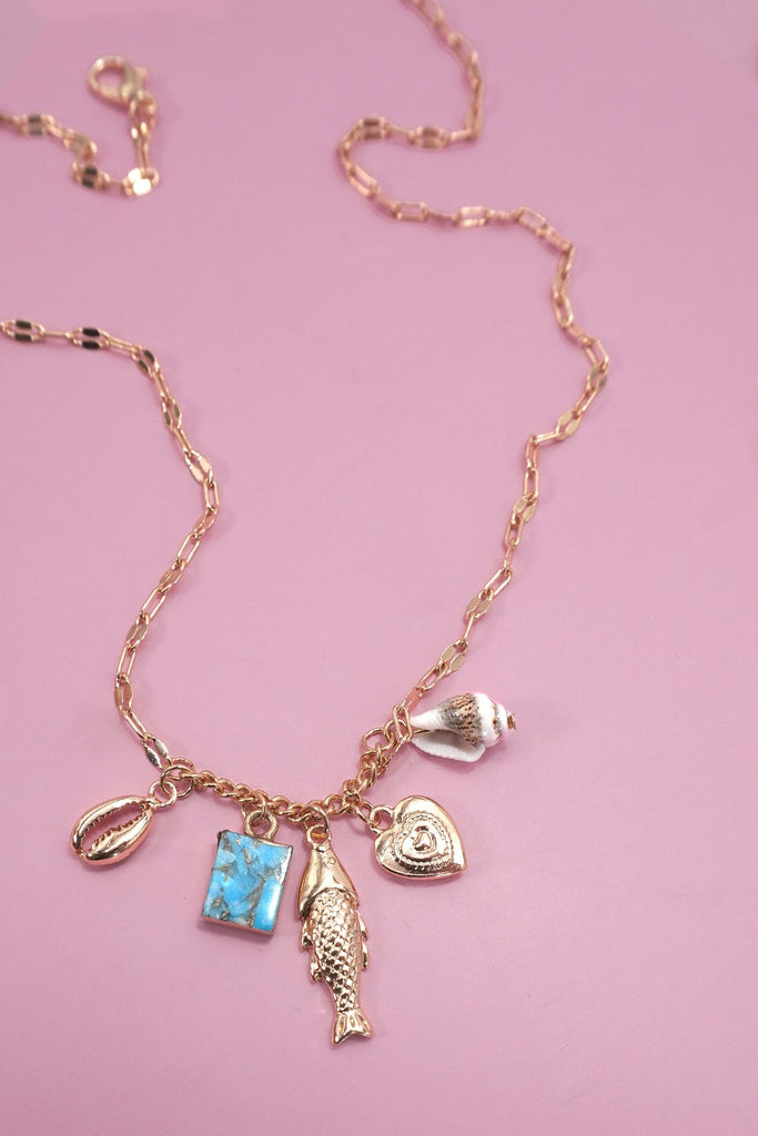 CHARM NECKLACE-OCEAN-DELICATE FISH SHELL CLUSTER | 80N92190