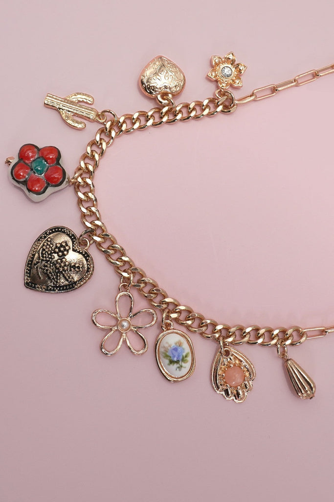 CHARM NECKLACE- BOHO PORCELAIN FLORAL CACTUS | 80N92249