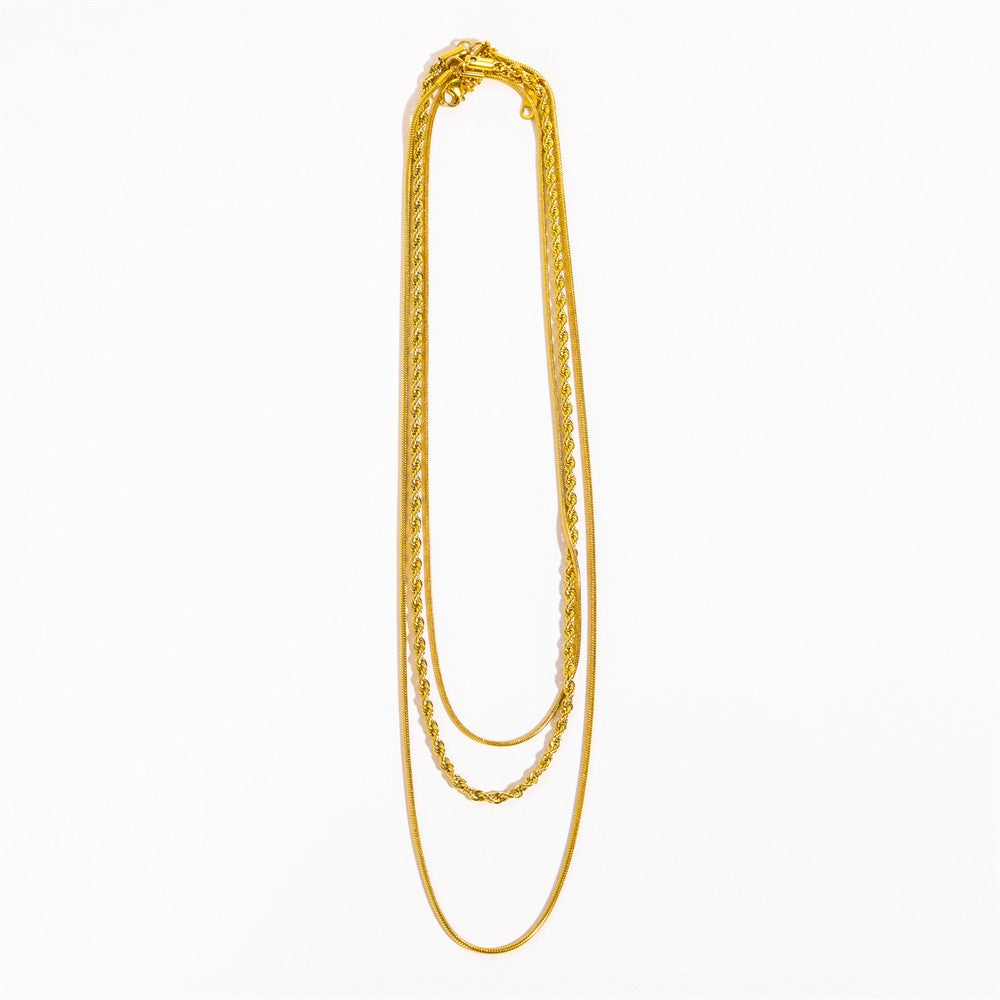 18K STAINLESS STEEL TARNISH FREE LAYERED NECKLACE | 40NK9548