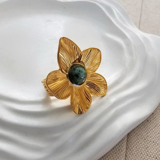 18K STAINLESS STEEL TARNISH FREE FLOWER RINGS | 40R115