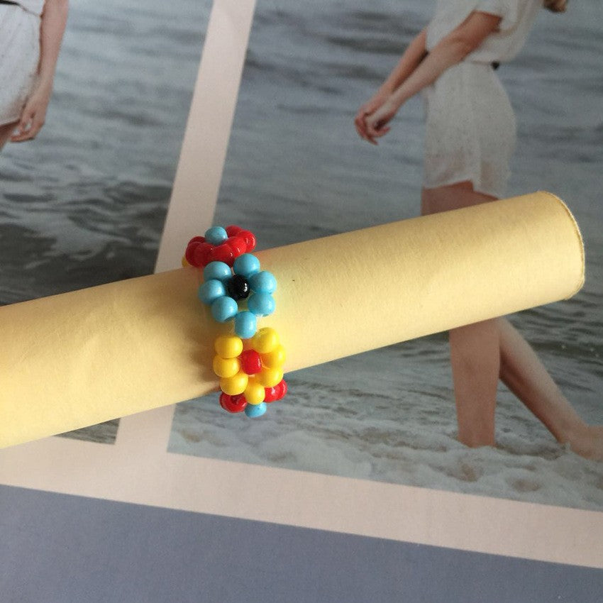 HANDMADE BEADED FLOWER STRETCH RINGS | 40R113