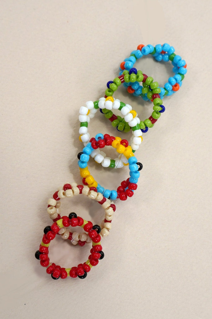 HANDMADE BEADED FLOWER STRETCH RINGS | 40R113