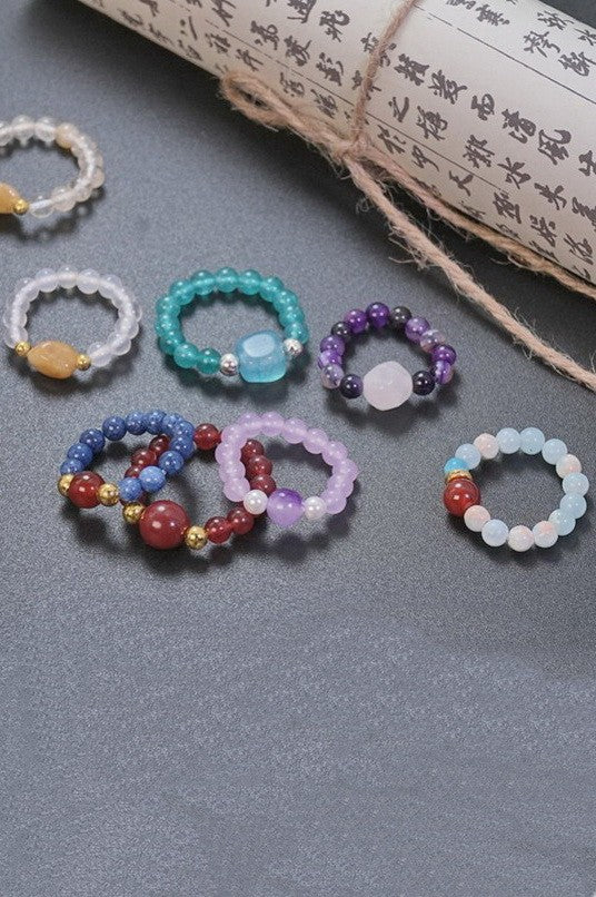 Earthy Natural Stone Beaded Rings | 40R114