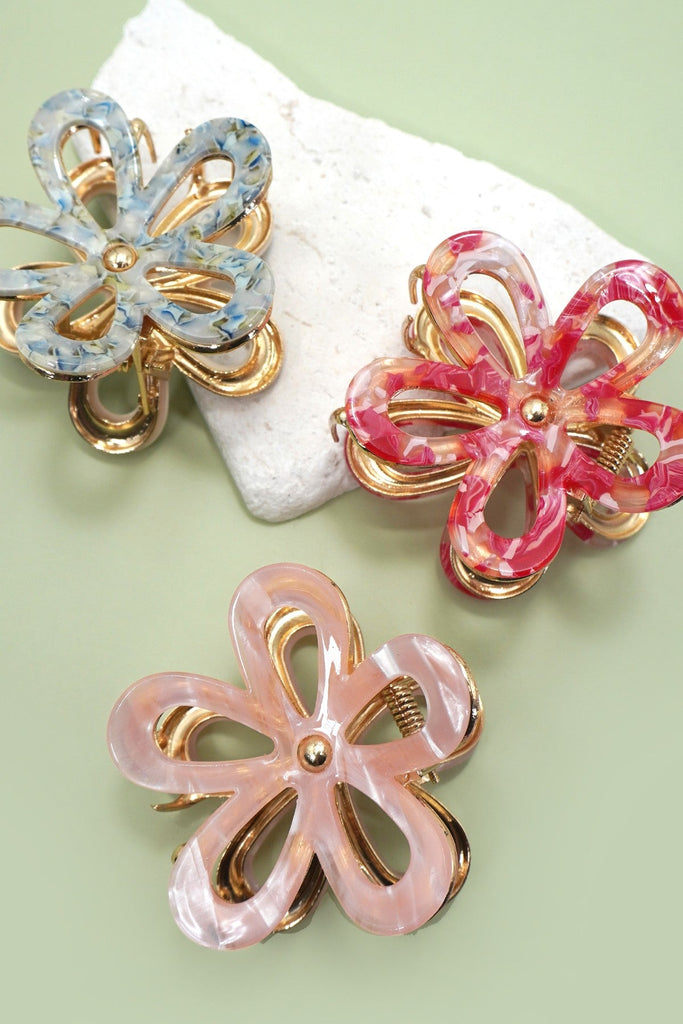 JUMBO PVC CASTING ROUND FLORAL HAIR CLAW CLIPS | 40H986