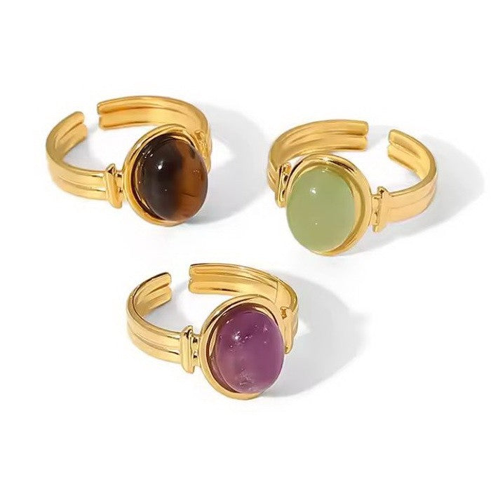 18K STAINLESS STEEL TARNISH FREE STONE RING | 40R121