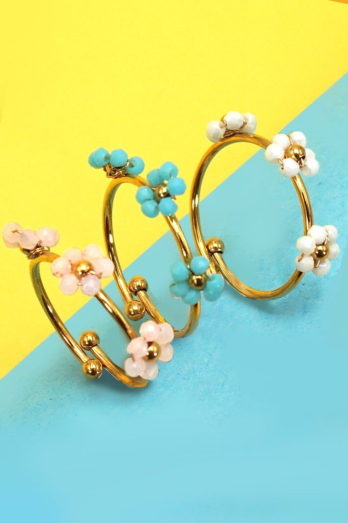 18K STAINLESS STEEL TARNISH FREE FLOWER RINGS | 40R122