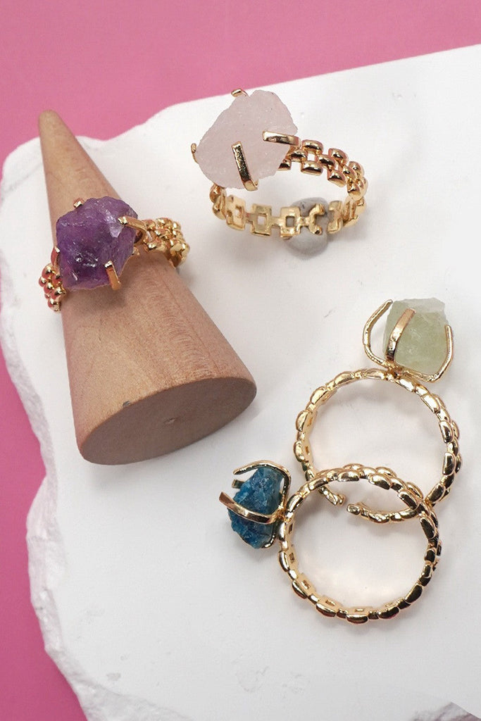 Earthy Natural Stone Gold Watch Band | 40R124