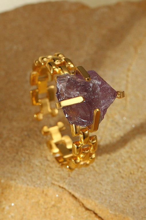 Earthy Natural Stone Gold Watch Band | 40R124