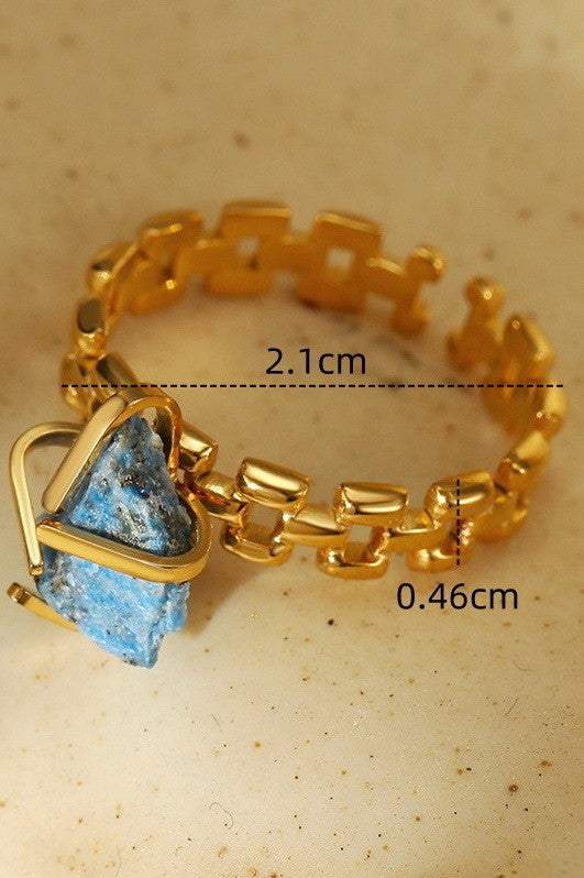 Earthy Natural Stone Gold Watch Band | 40R124