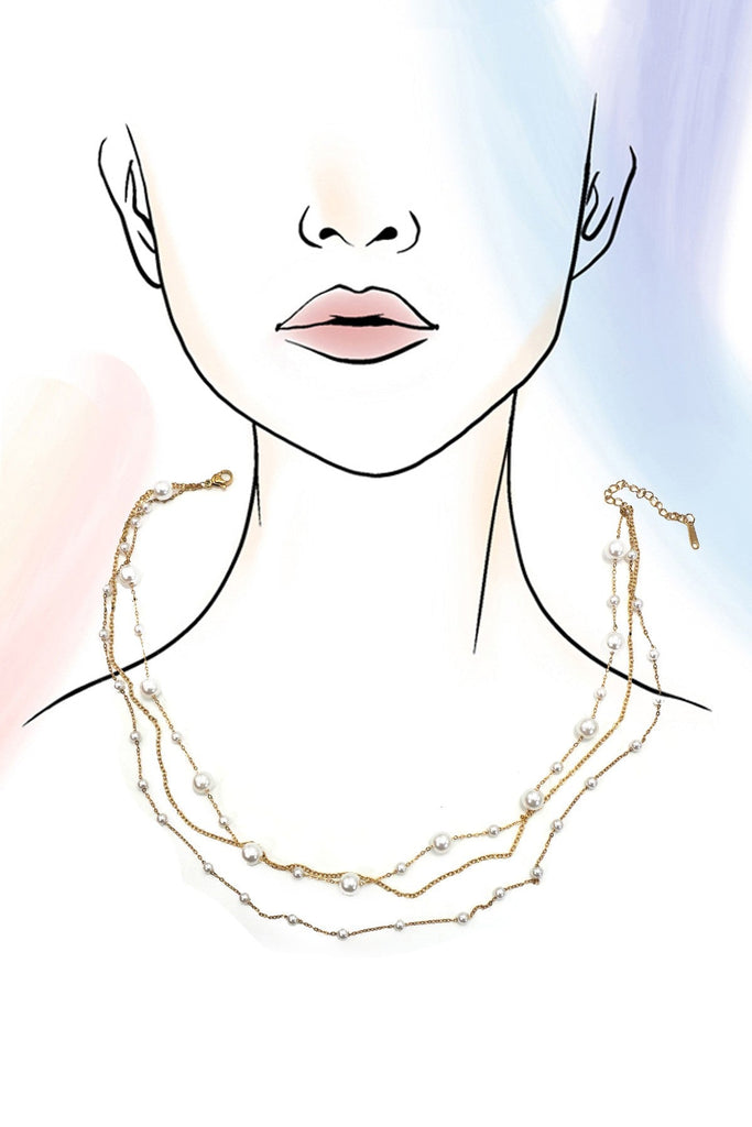 18K STAINLESS STEEL TARNISH FREE LAYERED NECKLACE | 40NK9551