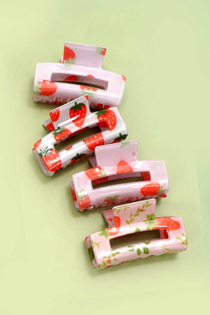 Set of 4 Mini Rectangle Pattern Hair Claw Clips | 40H998