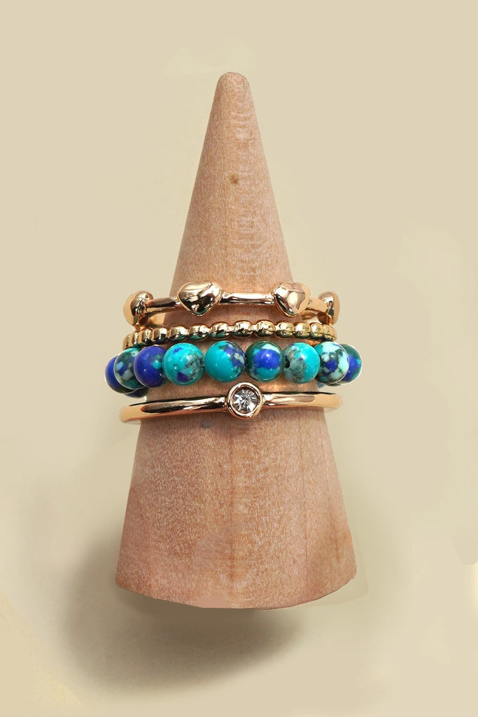 LAYERED MULTI BEADED FLORAL BOW STACKABLE RING SET | 80R053