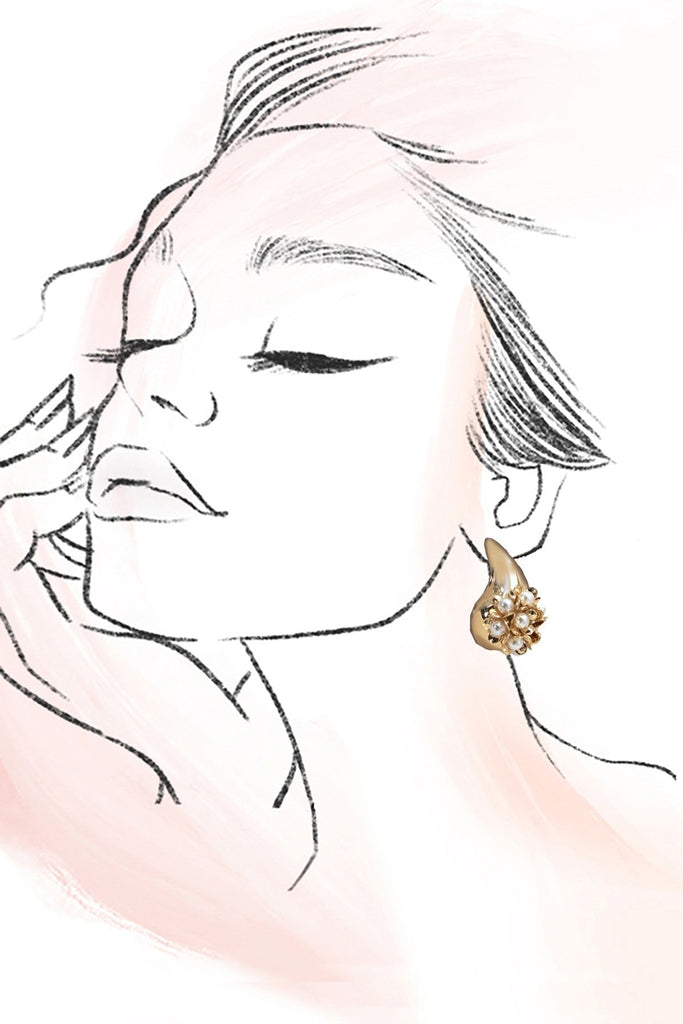 CLUSTER FLORAL PEARL TEAR DROP EARRINGS | 80E61227