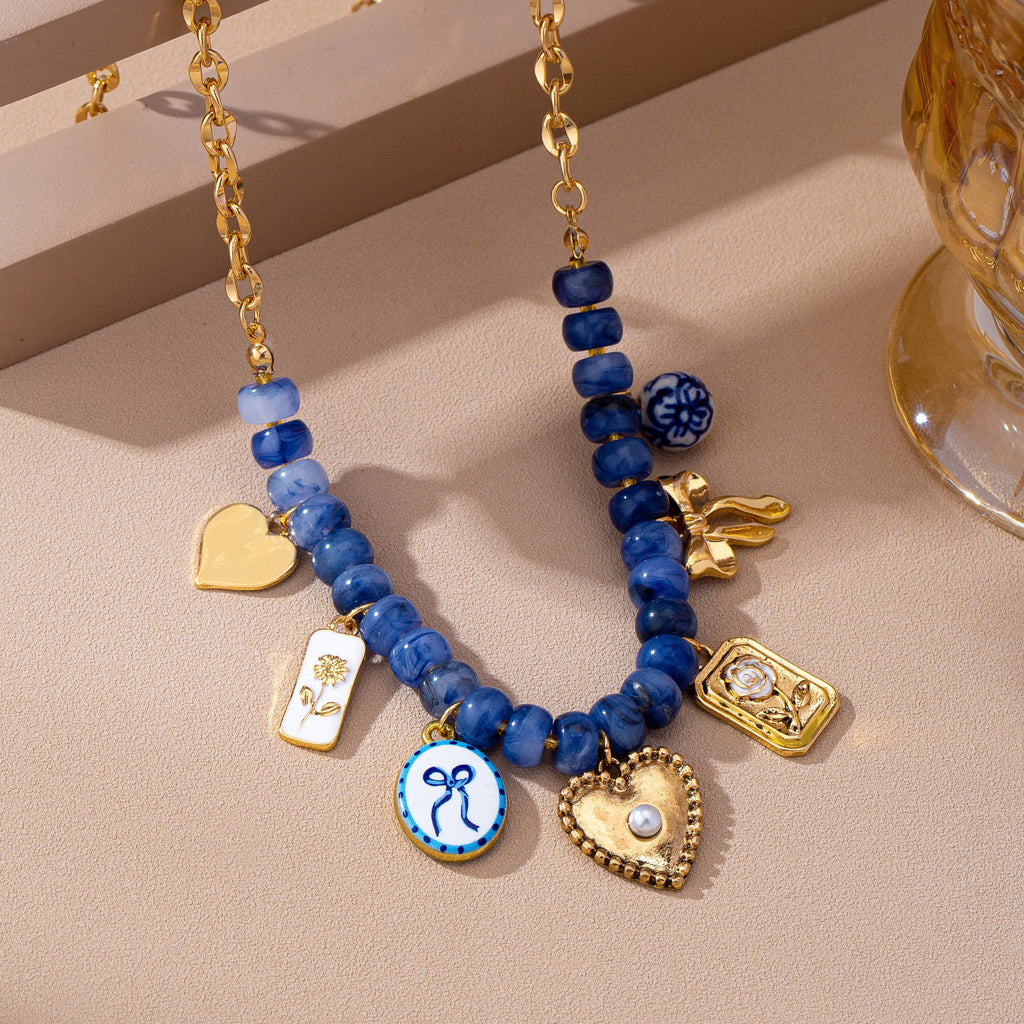 Beaded & Gold Chain Multi-Charm Strand Necklace | 80N93913