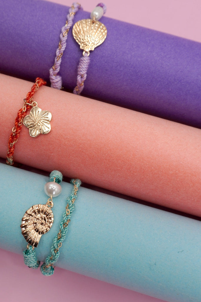 18K STAINLESS STEEL CORDED CHARM BRACELET | 40B5189