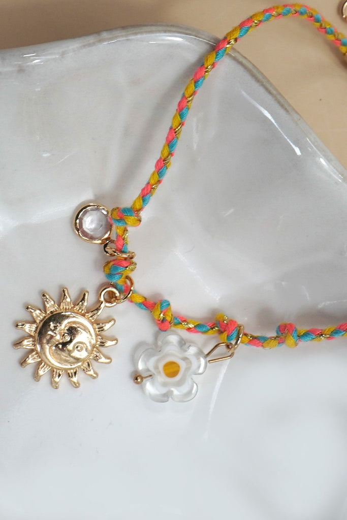 18K STAINLESS STEEL CORDED CHARM BRACELET | 40B5190