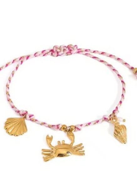 18K STAINLESS STEEL CORDED CHARM BRACELET | 40B5191