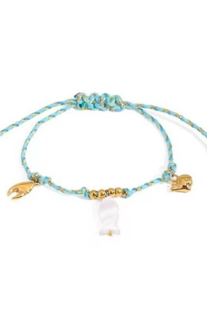 18K STAINLESS STEEL CORDED CHARM BRACELET | 40B5191