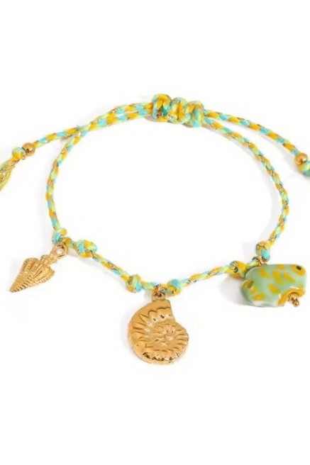 18K STAINLESS STEEL CORDED CHARM BRACELET | 40B5191