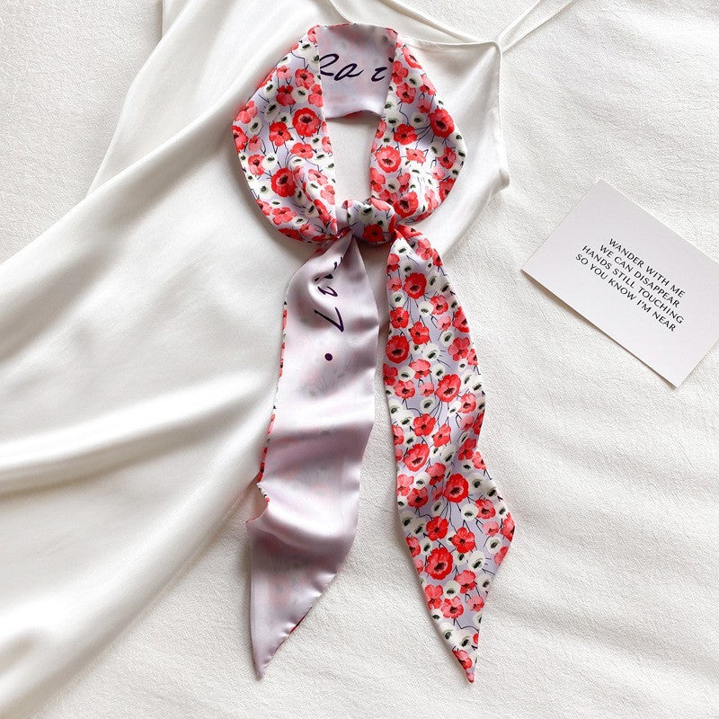 SOFT SILKY SKINNY TWILLY SCARF NECKLACE WRAP | 40SC685